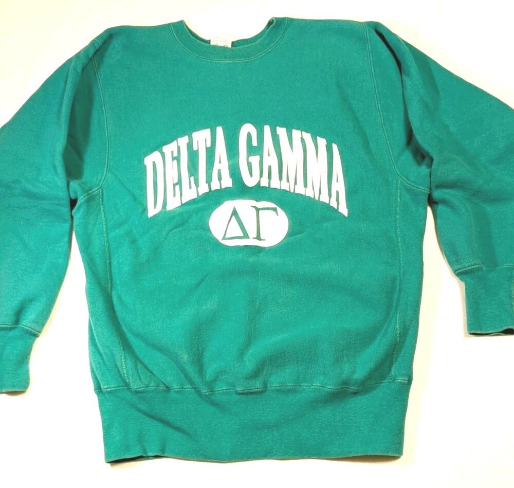 Delta Gamma Women's Champion Reverse Weave Large 90s Sweatshirt Crewneck Vintage